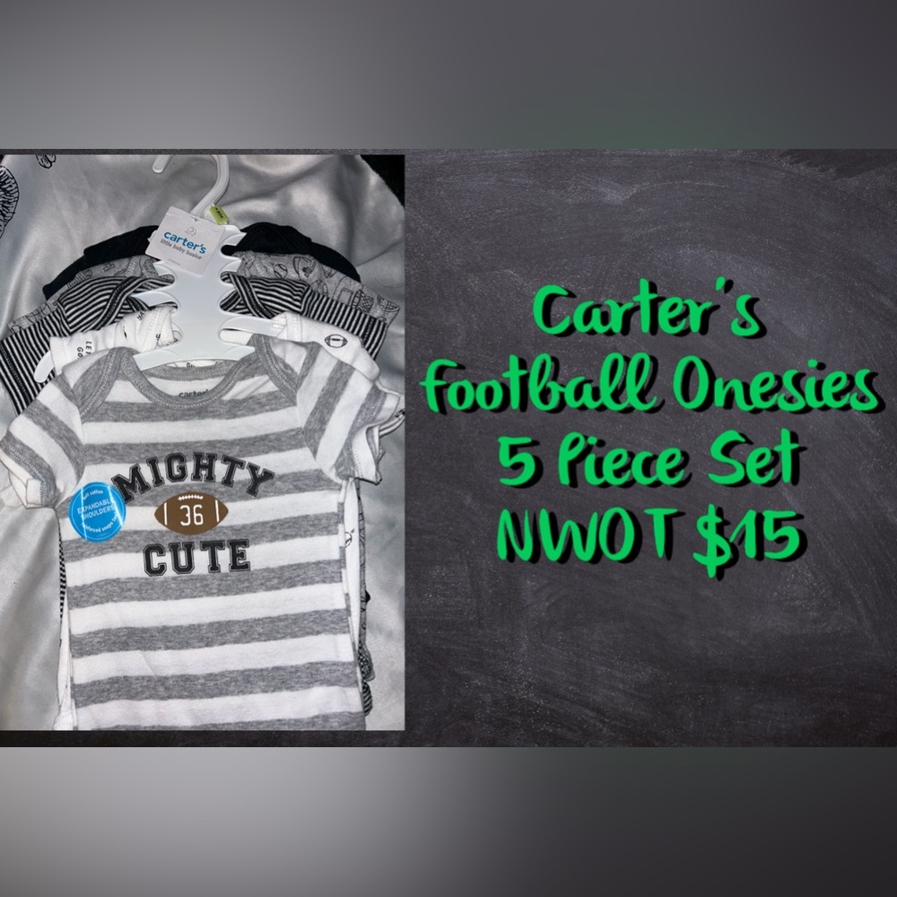Carter’s Football Onesies 5 Piece Set NEW